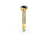 Yellow gold Fancy Black Round Cut Cut Pave Split Shank Engagement Ring with Four-Prong Setting_2