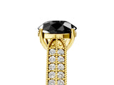 Yellow gold Fancy Black Round Cut Cut Pave Split Shank Engagement Ring with Four-Prong Setting_5