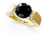 Yellow gold Fancy Black Round Cut Diamond Channel Set Solitaire Ring with Four-Prong Setting_13