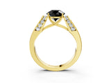 Yellow gold Fancy Black Round Cut Diamond Channel Set Solitaire Ring with Four-Prong Setting_15