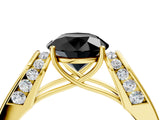 Yellow gold Fancy Black Round Cut Diamond Channel Set Solitaire Ring with Four-Prong Setting_16
