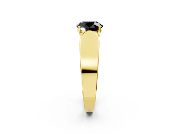 Yellow Gold Round Channel Set Engagement Ring Setting for Black Center with Wide Band