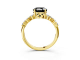 Yellow gold Fancy Black Round Cut Diamond Cluster Pavé Band with Four-Prong Setting_15