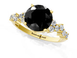 Yellow gold Fancy Black Round Cut Diamond Cluster Pavé Band with Four-Prong Setting_4