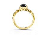 Yellow gold Fancy Black Round Cut Diamond Cluster Pavé Band with Four-Prong Setting_6