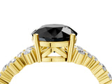 Yellow gold Fancy Black Round Cut Diamond Cluster Pavé Band with Four-Prong Setting_7