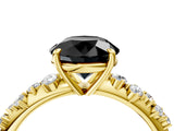 Yellow gold Fancy Black Round Cut Diamond Cluster Side Stone Solitaire Ring with Prong Setting_28