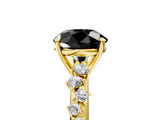 Yellow gold Fancy Black Round Cut Diamond Cluster Side Stone Solitaire Ring with Prong Setting_29