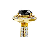 Yellow gold Fancy Black Round Cut Diamond Double Halo Ring with Split Shank and Four-Prong Setting_5