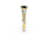 Yellow gold Fancy Black Round Cut Diamond Engagement Ring with Baguette Side Stones and Channel Set Band_14