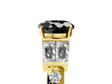 Yellow gold Fancy Black Round Cut Diamond Engagement Ring with Baguette Side Stones and Channel Set Band_17