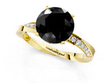 Yellow gold Fancy Black Round Cut Diamond Engagement Ring with Side Stone Accents and Four-Prong Setting_13