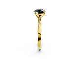Yellow gold Fancy Black Round Cut Diamond Engagement Ring with Side Stone Accents and Four-Prong Setting_14