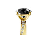 Yellow gold Fancy Black Round Cut Diamond Engagement Ring with Side Stone Accents and Four-Prong Setting_17