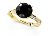 Yellow gold Fancy Black Round Cut Diamond Engagement Ring with Side Stone Accents and Four-Prong Setting_61