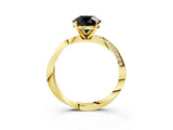 Yellow gold Fancy Black Round Cut Diamond Engagement Ring with Side Stone Accents and Four-Prong Setting_63
