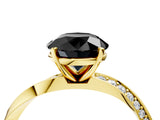 Yellow gold Fancy Black Round Cut Diamond Engagement Ring with Side Stone Accents and Four-Prong Setting_64