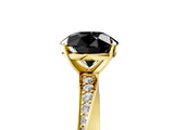 Yellow gold Fancy Black Round Cut Diamond Engagement Ring with Side Stone Accents and Four-Prong Setting_65