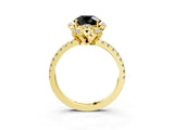 Yellow gold Fancy Black Round Cut Diamond Halo Pave Band with Four-Prong Setting_6