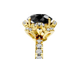Yellow gold Fancy Black Round Cut Diamond Halo Pave Band with Four-Prong Setting_8