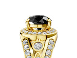 Yellow gold Fancy Black Round Cut Diamond Halo Ring with Split Shank and Bezel Accents and Four-Prong Setting_5