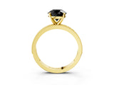 Yellow gold Fancy Black Round Cut Diamond Milgrain Pavé Engagement Ring with Four-Prong Setting_3