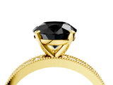 Yellow gold Fancy Black Round Cut Diamond Milgrain Pavé Engagement Ring with Four-Prong Setting_4