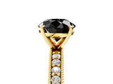 Yellow gold Fancy Black Round Cut Diamond Milgrain Pavé Engagement Ring with Four-Prong Setting_5