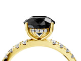 Yellow gold Fancy Black Round Cut Diamond Pave Band Solitaire Ring with Four-Prong Setting_16