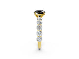 Yellow gold Fancy Black Round Cut Diamond Prong Setting with Side Stones on a Pave Band_2