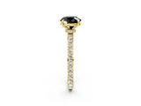 Yellow gold Fancy Black Round Cut Diamond Ring with Pavé Band and Four-Prong Setting_2