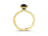 Yellow gold Fancy Black Round Cut Diamond Ring with Pavé Band and Four-Prong Setting_3