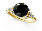 Yellow gold Fancy Black Round Cut Diamond Ring with Side Stones and Four-Prong Setting_37