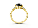 Yellow gold Fancy Black Round Cut Diamond Ring with Side Stones and Four-Prong Setting_39