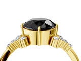 Yellow gold Fancy Black Round Cut Diamond Ring with Side Stones and Four-Prong Setting_40