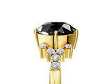 Yellow gold Fancy Black Round Cut Diamond Ring with Side Stones and Four-Prong Setting_41