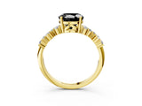 Yellow gold Fancy Black Round Cut Diamond Scattered Round Accent Ring with Prong Setting_15