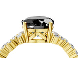 Yellow gold Fancy Black Round Cut Diamond Scattered Round Accent Ring with Prong Setting_16