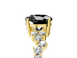 Yellow gold Fancy Black Round Cut Diamond Scattered Round Accent Ring with Prong Setting_17