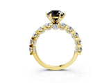 Yellow gold Fancy Black Round Cut Diamond Side Stone Engagement Ring with Four-Prong Setting_39