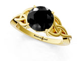 Yellow gold Fancy Black Round Cut Diamond Solitaire Engagement Ring with Celtic Knot Band and Four-Prong Setting_1