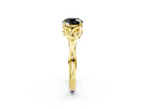 Yellow gold Fancy Black Round Cut Diamond Solitaire Engagement Ring with Celtic Knot Band and Four-Prong Setting_2