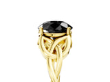 Yellow gold Fancy Black Round Cut Diamond Solitaire Engagement Ring with Celtic Knot Band and Four-Prong Setting_5