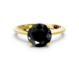Yellow gold Fancy Black Round Cut Diamond Solitaire Engagement Ring with Classic Band and Four-Prong Setting_12