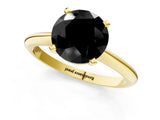 Yellow gold Fancy Black Round Cut Diamond Solitaire Engagement Ring with Classic Band and Four-Prong Setting_13