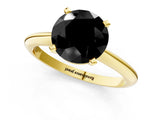 Yellow gold Fancy Black Round Cut Diamond Solitaire Engagement Ring with Classic Band and Four-Prong Setting_25
