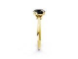 Yellow gold Fancy Black Round Cut Diamond Solitaire Engagement Ring with Classic Band and Four-Prong Setting_26