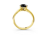 Yellow gold Fancy Black Round Cut Diamond Solitaire Engagement Ring with Classic Band and Four-Prong Setting_27