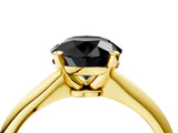 Yellow gold Fancy Black Round Cut Diamond Solitaire Engagement Ring with Classic Band and Four-Prong Setting_28