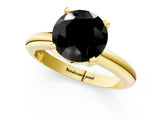 Yellow gold Fancy Black Round Cut Diamond Solitaire Engagement Ring with Round Band and Four-Prong Setting_145
